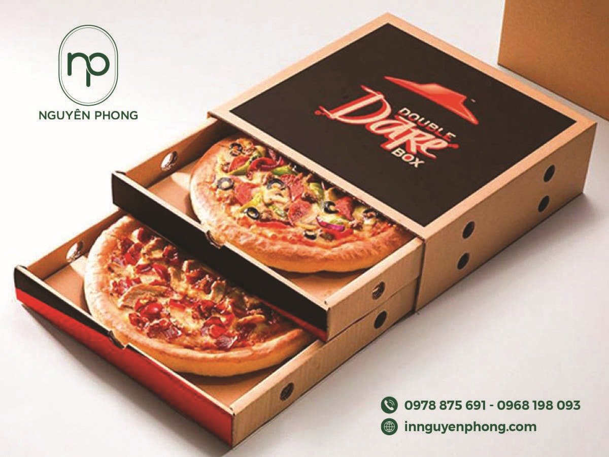 In hộp đựng bánh Pizza